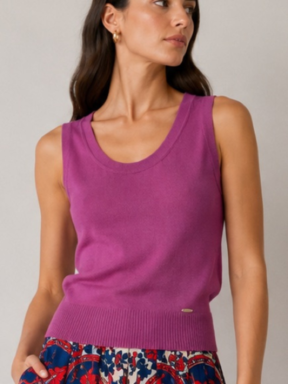 GUCCI 100% Cashmere Sleeveless Knit Tank Top Pink Purple Made in Italy S